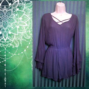 Hollister S Romper, Black, with Long Tiered Bell Sleeves